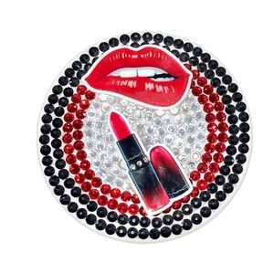 Custom made Mac Lipstick pocket mirror with rhinestones